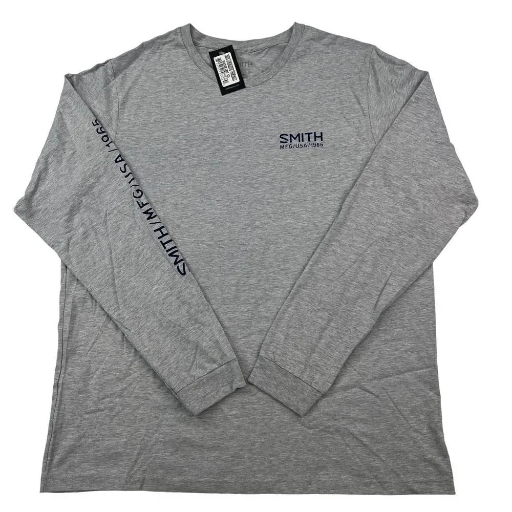 New Smith Men 100% Cotton Gray Long Sleeve T-Shirt Crew Neck Pullover US XXL - Picture 1 of 6